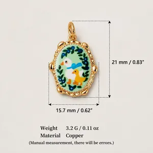 Nordic pastoral style copper pendant with blueberry and duck enamel design