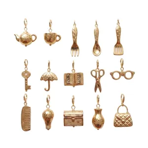 Lot de 15 breloques en acier inoxydable plaqué or 18 carats pour création de bijoux DIY