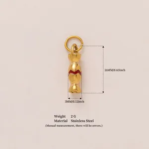 Elegante pendente a caramella in acciaio inossidabile placcato oro 18 carati, rosso, 16x3mm