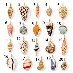 Detailed collection of 20 hand-painted seashell and conch pendants in various patterns