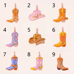 Selection of colorful cowboy boot and hat charms for DIY jewelry making
