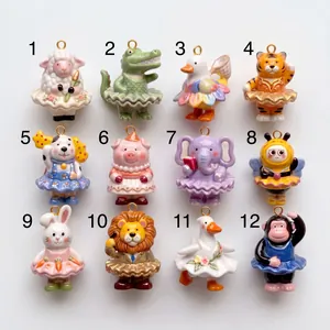 Pendentifs animaux fantaisie en tutus de ballet, lot de 12 breloques bijoux