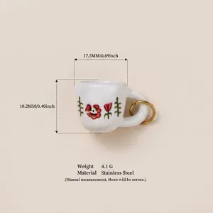 Stainless steel floral cup pendant DIY accessory with dimensions and weight specs