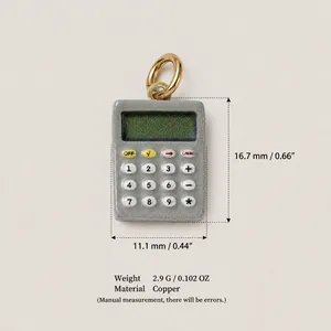 Pendentif calculatrice miniature en cuivre gris pour la création de bijoux DIY