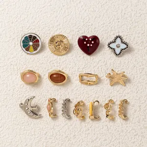 DIY Shoe Charms Copper Rhinestone Pendant For Clogs Sandals Decoration Colorful Painted Heart Moon Star Shape Accessories