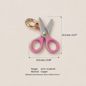 Mignon pendentif en forme de ciseaux rose et argent en cuivre pour créer des bijoux DIY