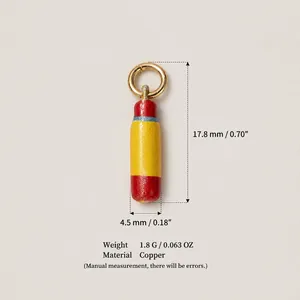 Pendentif bouée rouge et jaune en cuivre pour la fabrication de bijoux et colliers DIY