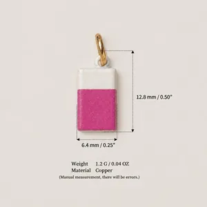 Petit pendentif rectangulaire en cuivre rose et blanc pour la création de bijoux DIY