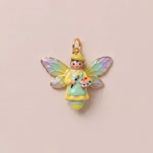 Colorful bee painter pendant for DIY jewelry accessory with 18K gold vacuum plating