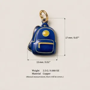 Dimensions détaillées du pendentif sac à dos bleu avec matériel et poids spécifiés