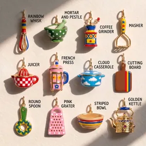 316 Stainless Steel Kitchen Utensils Pendant Enamel Mini Whisk Coffee Pot Teapot Charms Necklace For Women Culinary Jewelry