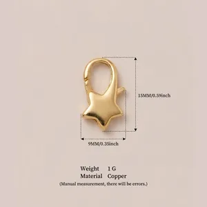 Gold star-shaped copper lobster clasp charm for DIY jewelry and shoe accessories