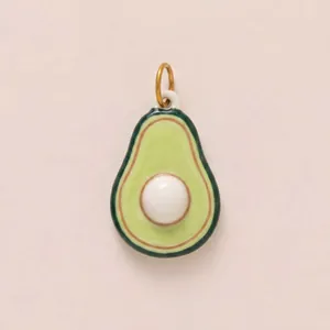Avocado shaped ceramic pendant with gold plated stainless steel loop