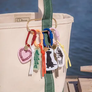 Retro Hand Painted Animal Bag Charm Acrylic Keychain Macaron Sea Turtle Dog Lobster Pendant For Women Travel Accessories