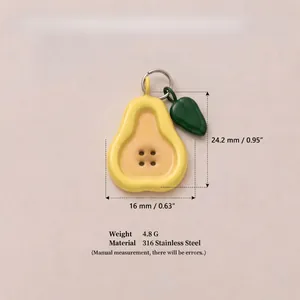 Detaillierte Maße und Gewicht für gelben birnenförmigen Anhänger aus Edelstahl 316.
