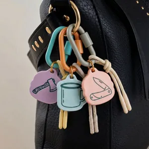 Porte-clés en Acrylique Style Camping Avec Mousqueton Cordon Tressé Ins Simple Pendentif Extérieur Pour Sac à Dos Clés Cadeau