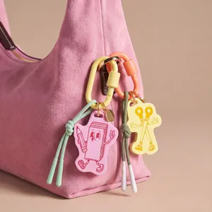 Portachiavi in Acrilico con Personaggi di Cancelleria Animati per Borsa Scuola Studente Matita Righello Calcolatrice Pendente