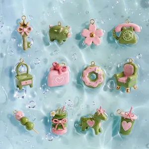 Pendentifs en Émail 3D en Acier Inoxydable Macaron Rose Vert Animaux Meubles Formes pour Bijoux DIY Bracelet Collier Accessoires