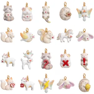Colección de mini dijes de animales 3D en esmalte colorido para pulseras y collares