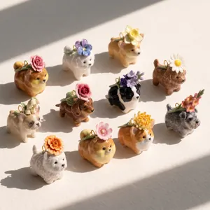 Cute Puppy Flower Stainless Steel Pendants DIY Necklace Bracelet Accessories Corgi Bichon Frenchie Dog Animal Jewelry Charms