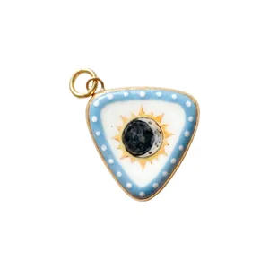 Triangular sun and moon eclipse pendant accessory for DIY jewelry making in copper.