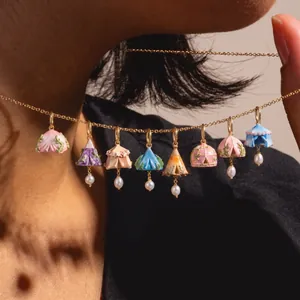 Ciondolo a Forma di Tenda 3D in Stile Mori Con Perla Artificiale in Acciaio Inossidabile Accessori per Collana Fai-da-Te Gioielli da Donna
