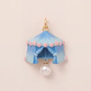 Ciondolo a forma di tenda blu chiaro con perla bianca per accessori gioielli DIY