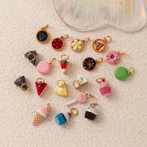 Colorful mini dessert charms featuring cake and donut pendants for DIY jewelry