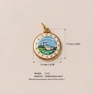 Detailed view of 18K gold plated 316 stainless steel pendant with dimensions and weight info