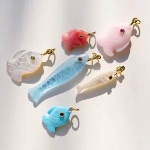 Fresh Resin Koi Fish Tail Pendant Artistic Vintage Fish Shaped Charm Electroplated Jewelry Accessories For Necklace DIY Crafting