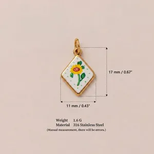 Detailed dimensions and material specs for the sunflower stainless steel pendant