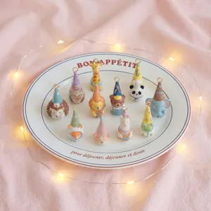Colorful cartoon animal charms with 18K gold-plated rings for DIY jewelry making.