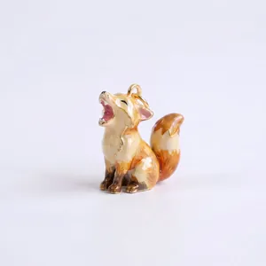 Handgefertigter Emaille-Anhänger 'Heulender Fuchs' in leuchtendem Orange für Schmuck-DIY