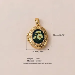 Pendentif médaillon floral doré vintage 20mm x 15mm, détails en cuivre pour bijoux