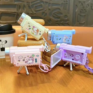 Creative cartoon animal projector camcorder keychains with cute animal designs in four colors