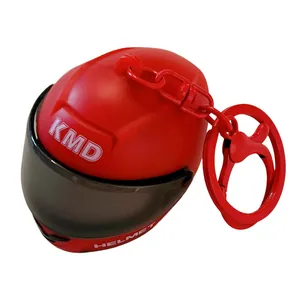 Portachiavi a forma di casco da moto rosso luminoso con logo KMD per idea regalo