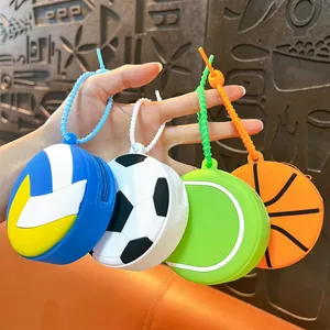 Cute sports ball silicone coin purses in volleyball soccer tennis and basketball shapes