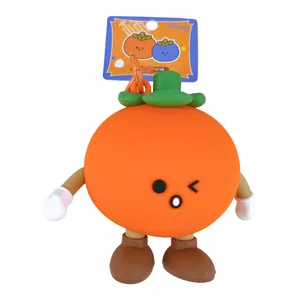 Cute orange fruit silicone coin purse keychain and bag charm for earphone storage