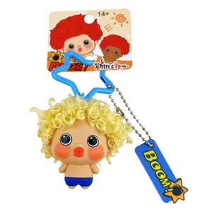 Creative Boom series curly hair doll keychain with UV color changing feature for bags