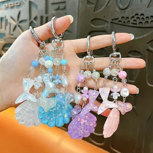 Porte-clés mignon en acrylique avec coquillage et queue de sirène pour sac