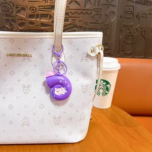 Creative purple snail musical keychain with cute pig design charm for bags and keys