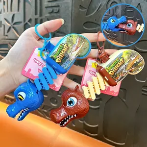 Cartoon Grappige Intrekbare Krokodil Sleutelhanger Veer Mechanisch Bijtspeelgoed Hanger Voor Tassen Rugzakken Kinderen Cadeau