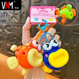 Creative Wind-up Jumping Clownfish Keychain Cute Stress Relief Mechanical Toy Fish Pendant For Backpack Decoration Gift