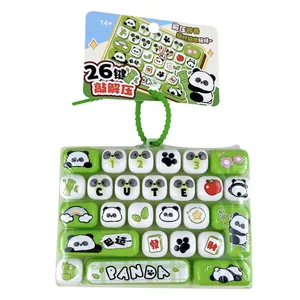 Panda themed mechanical keyboard fidget toy keychain with 26 keys for stress relief