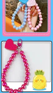 Handmade candy colored AB bead phone strap with heart charm and lobster clasp