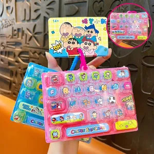 Porte-clés Anti-stress de Style Clavier Mécanique 26 Touches Personnages de Dessins Animés Pendentif en Acrylique pour Sac à Dos