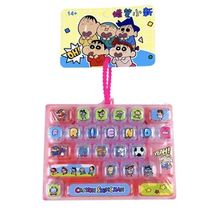 Porte-clés clavier mécanique Crayon Shin-chan jouet anti-stress pour décoration de sac à dos