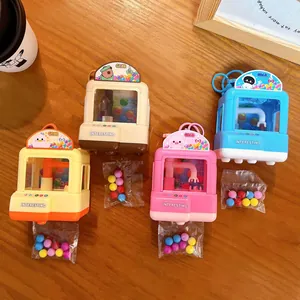 Lot de 4 mini porte-clés machine à pince dessin animé avec balles colorées anti-stress