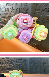 Cute mini recording speaker keychain pendant with animal motifs for bag accessories