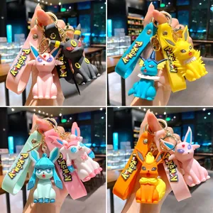 Cartoon Anime Figure Keychain Soft PVC Rubber Monster Bag Pendant Alloy Keyring Cute Creature Backpack Hanging Charm Gift